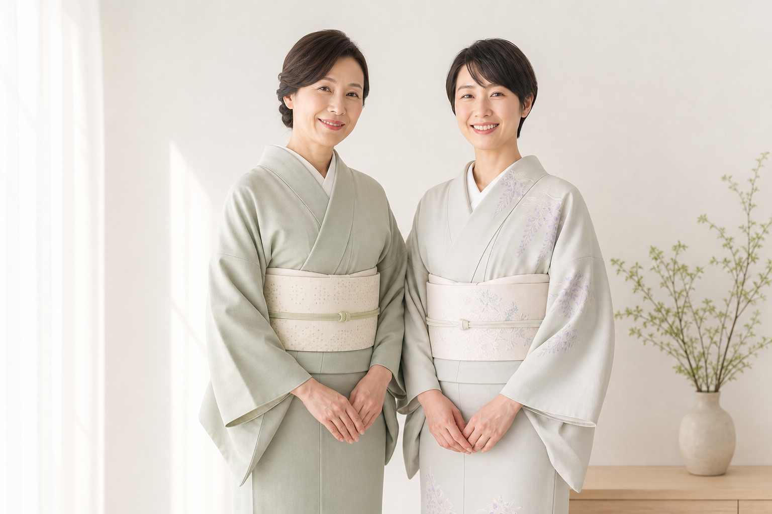 着物姿の講師と受講生